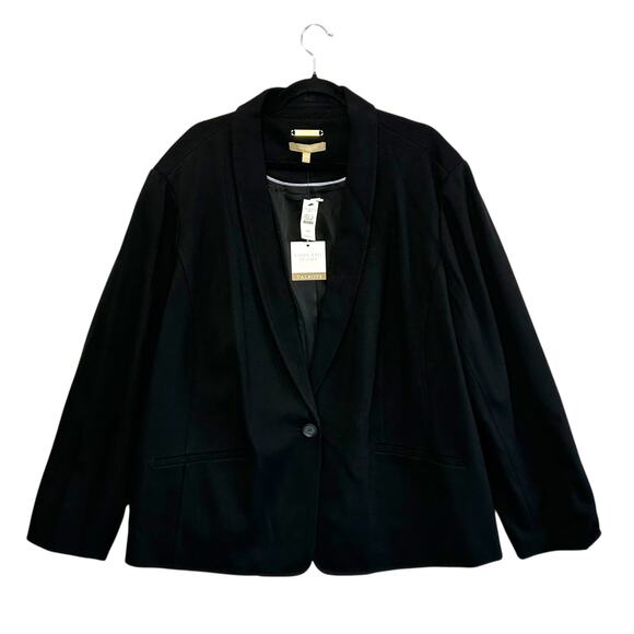 Talbots Fabric Knit In Italy Blazer Jacket NWT Women's Sz 24W Black Luxurious - Picture 1 of 5